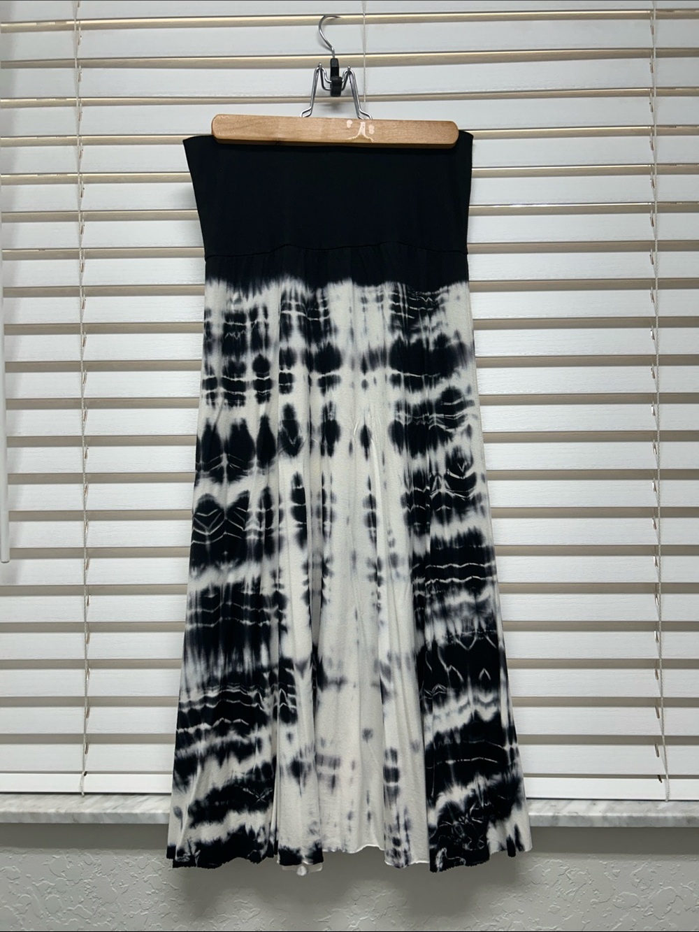 Black & White Tie-Dye skirt/ Strapless Maxi Dress